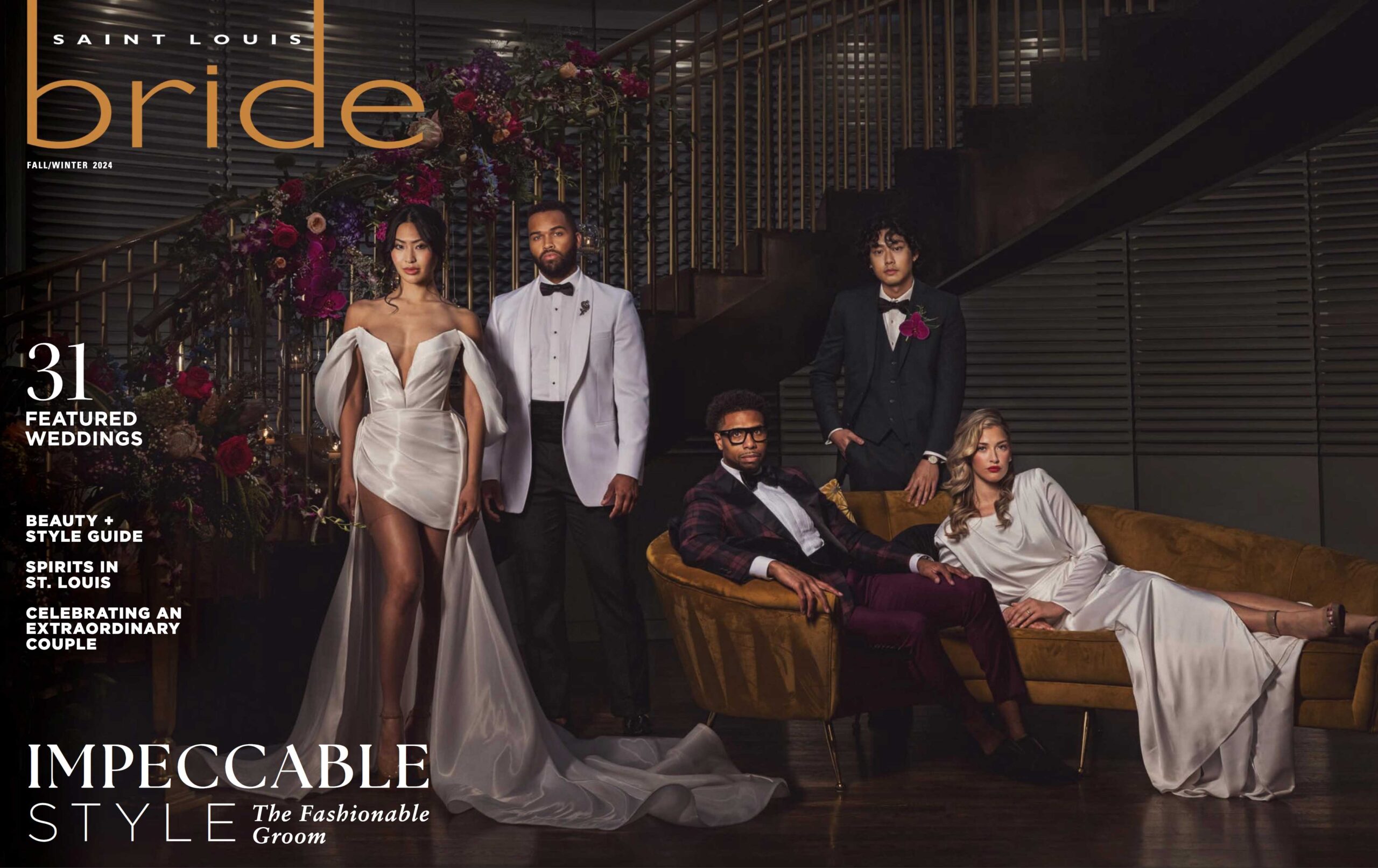 Saint Louis Bride magazine shows off the range of wedding style options for grooms from Tailored Gents at Savile Row